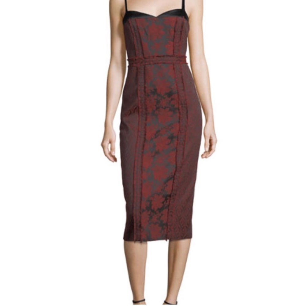 Cinq à Sept Red and Black Strapless Dress